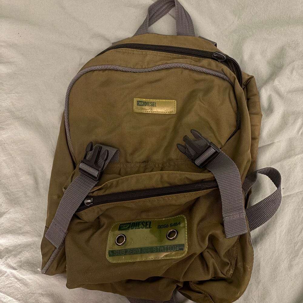 Diesel Khaki Men's Backpack with Gray Accents